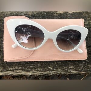 Crap Eyewear White Cat Eye Sunglasses with Gradient Lenses
